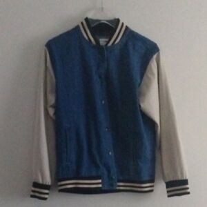 Blue and White Men's Varsity Jacket